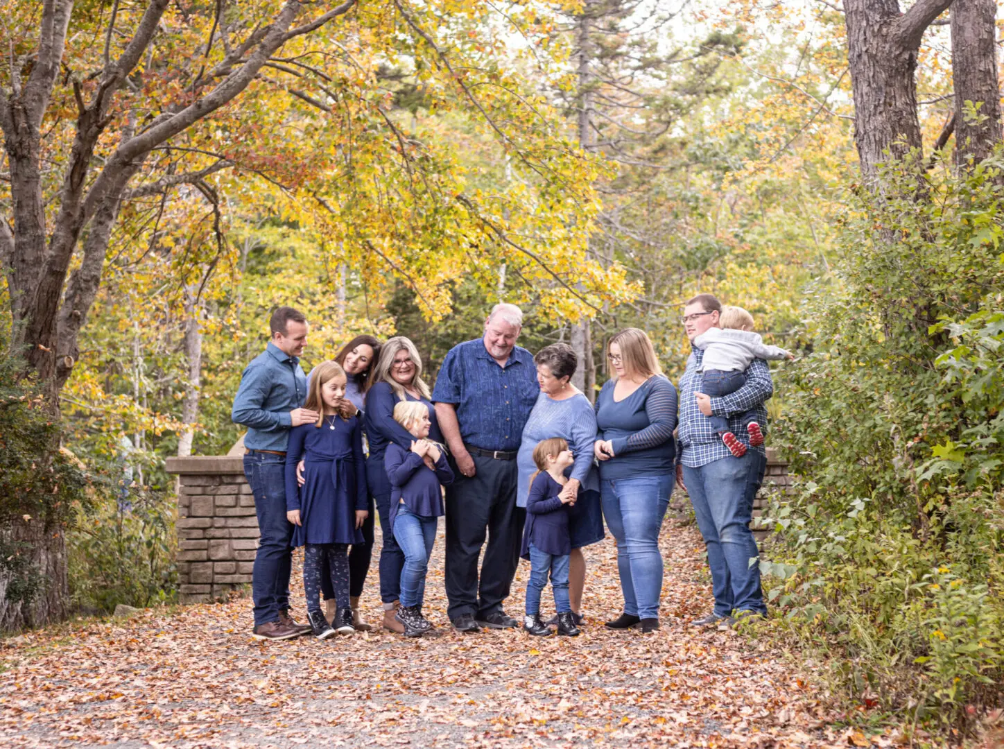 A group of people standing in the woods