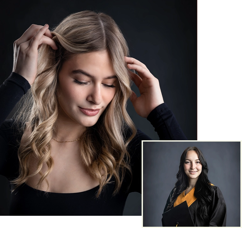 A woman with long hair is posing for a picture.